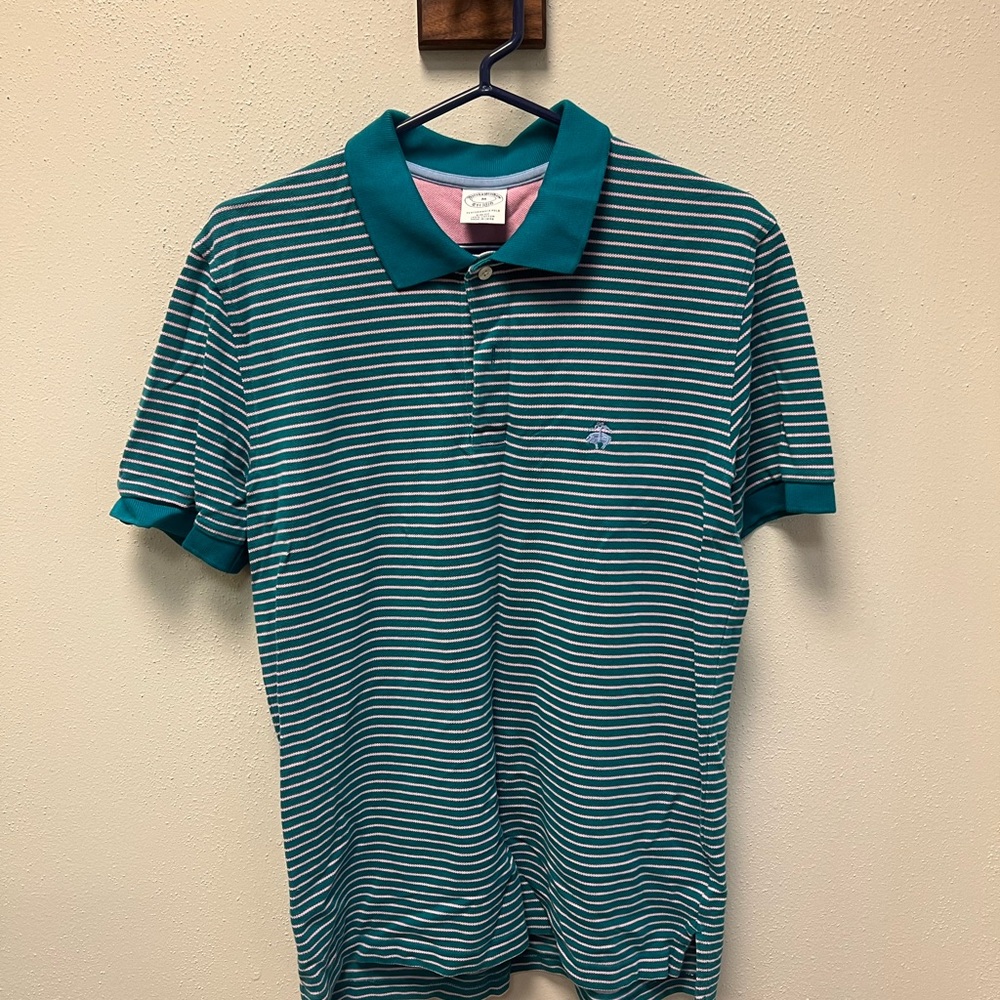 Men's Brooks brothers Teal Striped Polo Shirt
